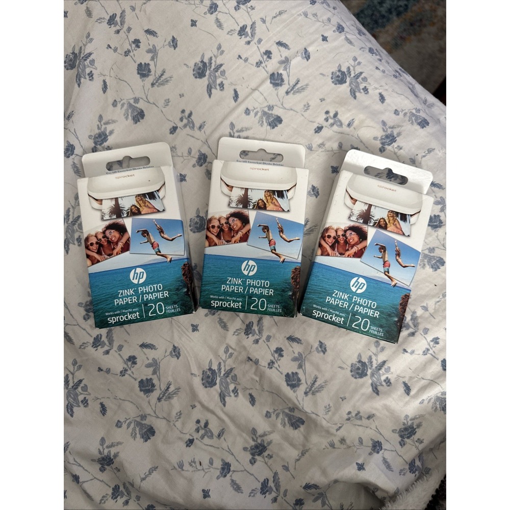 HP Sprocket Zink Photo Paper 2x3" for HP Sprocket Photo Printers, 3/20 60 Sheets